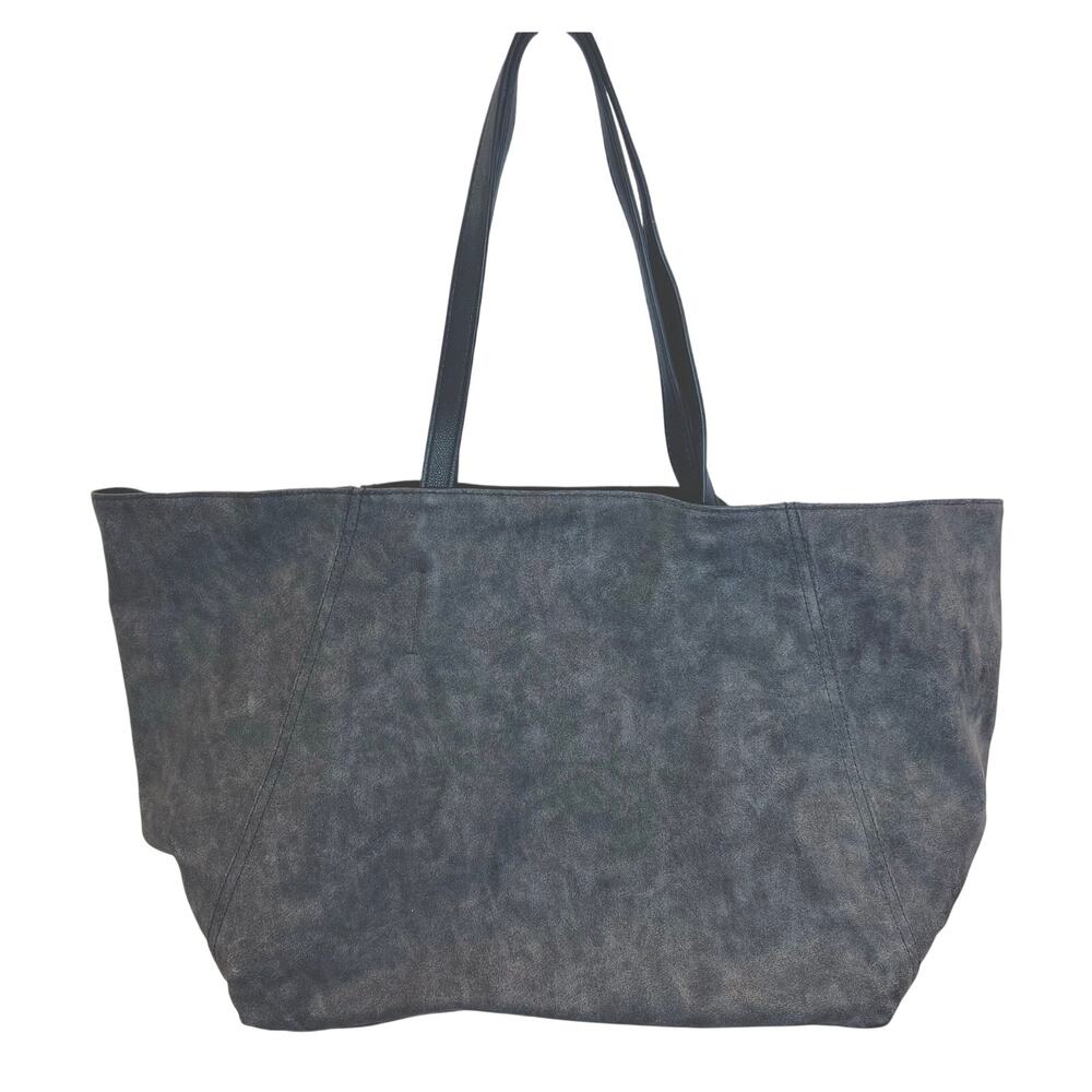 Free People Charcoal Grey Suede Slouchy Caravan Tote Bag Boho Oversized